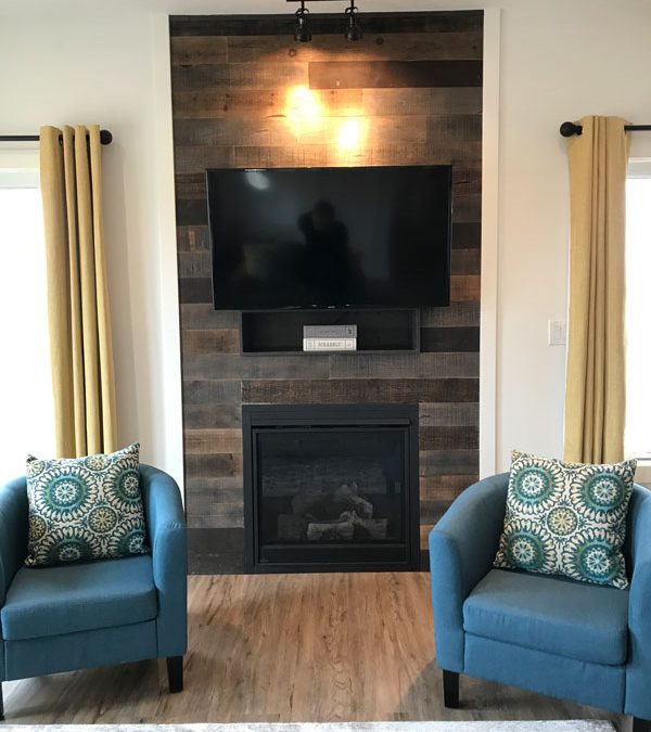 Full Barn Board Gas Fireplace with TV Component Space